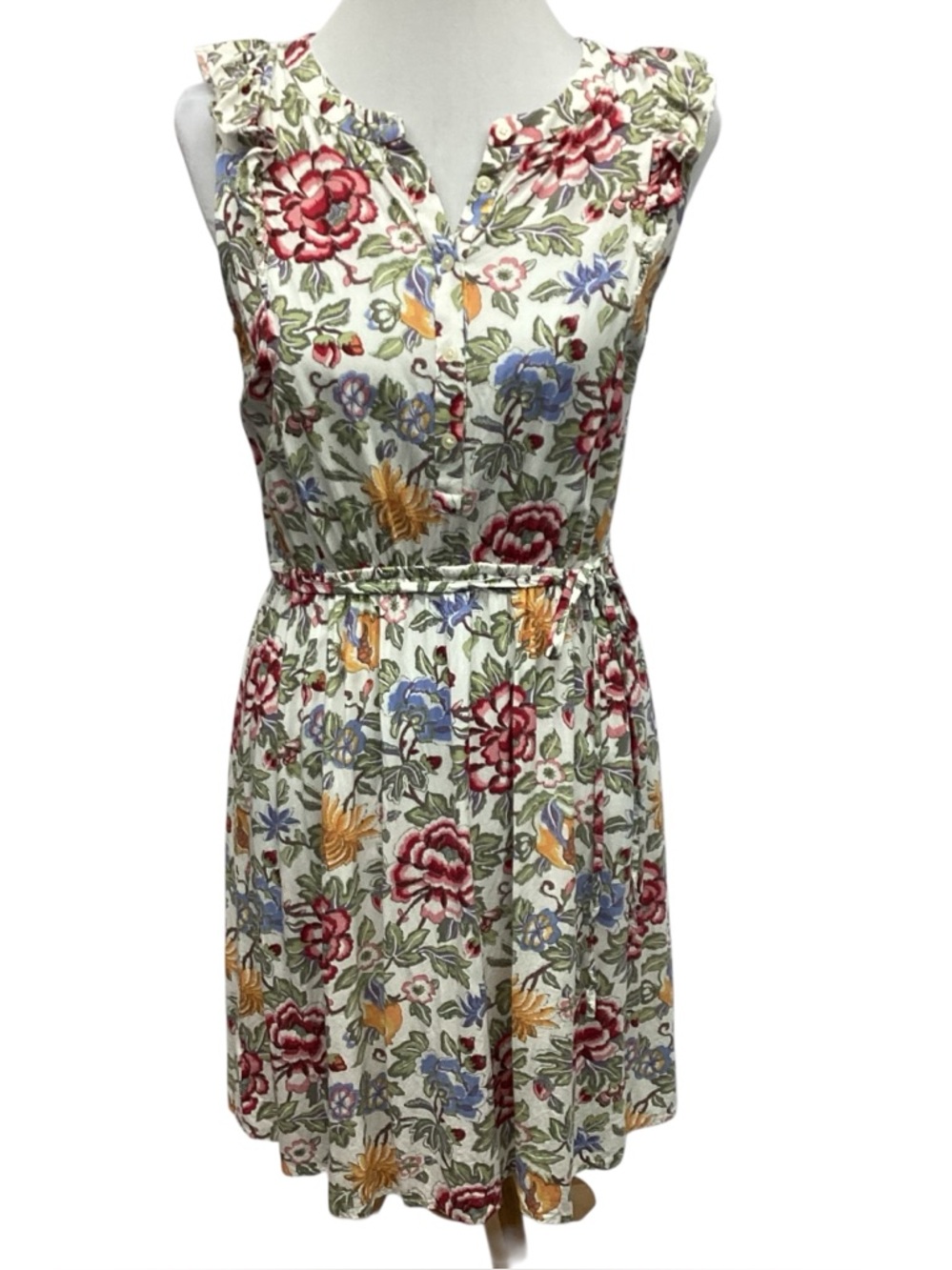 Loft Floral Sleeveless ruffle Shoulder Dress Misses size M